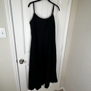 Plaza South Sz 12 Maxi Dress Black Linen Blend Sleeveless Whimsical Witchy Y2K